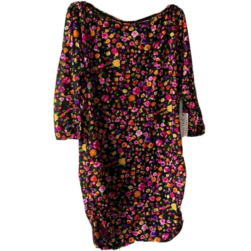 Swimsuit Cover Up Black Sheer Floral Print Anne Cole Size 14